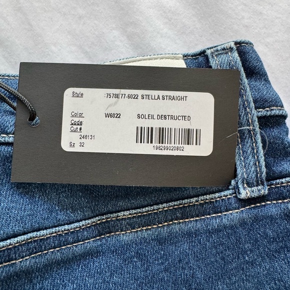 Paige Denim Stella High-rise Straight Leg Sz 32 in Soleil Destructed Wash - Picture 5 of 10